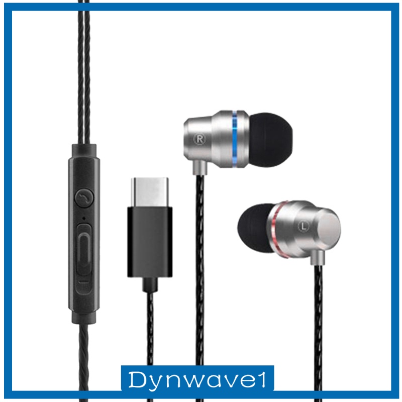 [DYNWAVE1]Universal Durable USB Type C Headphones Wired In-ear Earbuds Rose Gold