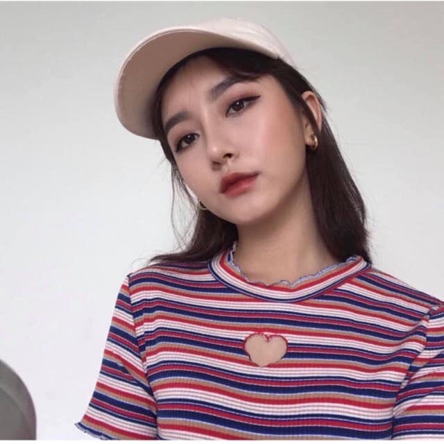 ÁO CROPTOP SỌC CUT OUT ( KÈM HÌNH THẬT )