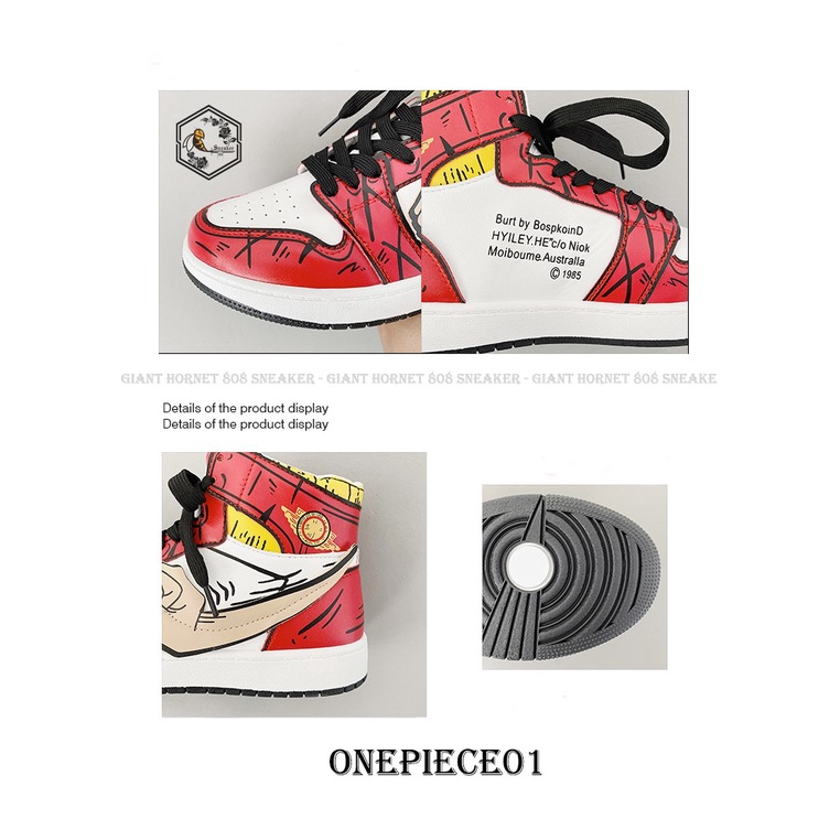 Giày Thể Thao Cổ Cao One Piece Luffy và Zoro Full Box