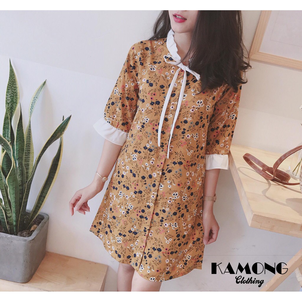 [HÌNH THẬT] ĐẦM HOA CỔ BÈO ( VÀNG )
