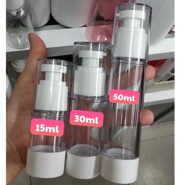 Chai lọ hút chân không đầu dẹp trắng cao cấp 15ml/30ml/50ml