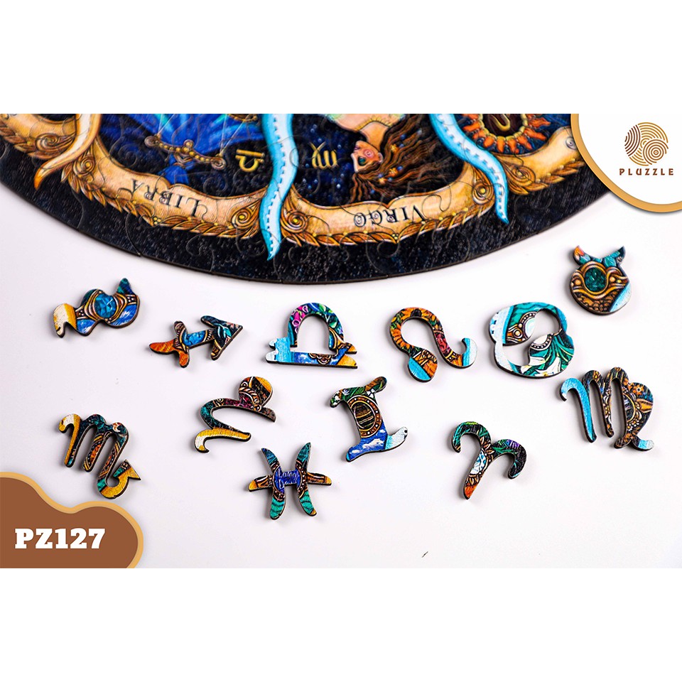 PLUZZLE Bộ xếp hình gỗ đồ chơi puzzle ghép hình 12 Cung Hoàng Đạo – PZ127