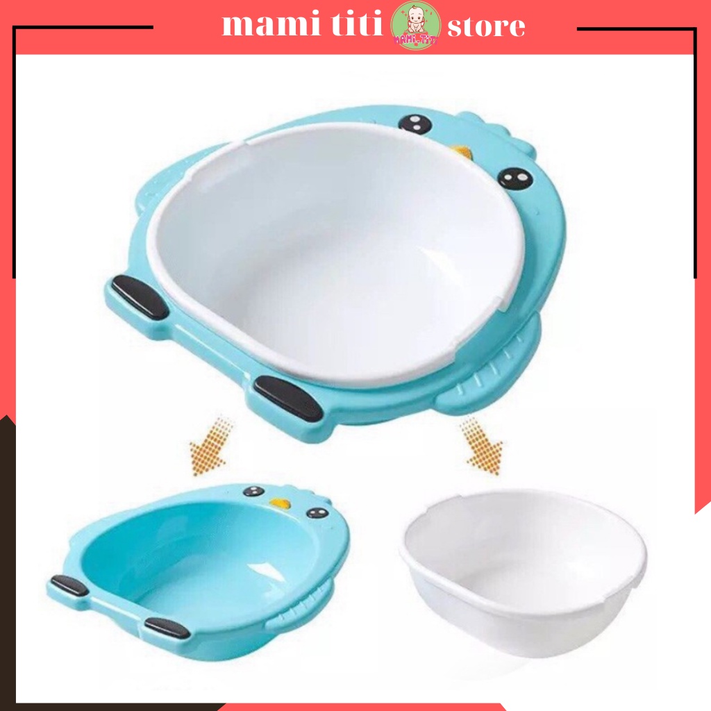 Chậu rửa mặt cho bé hình chim cánh cụt hai tầng