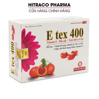 Viên uống đẹp da Vitamin E đỏ E TEX 400 giảm nám sạm da - Hộp 30 viên [E TEX 400 Vỉ 30v]
