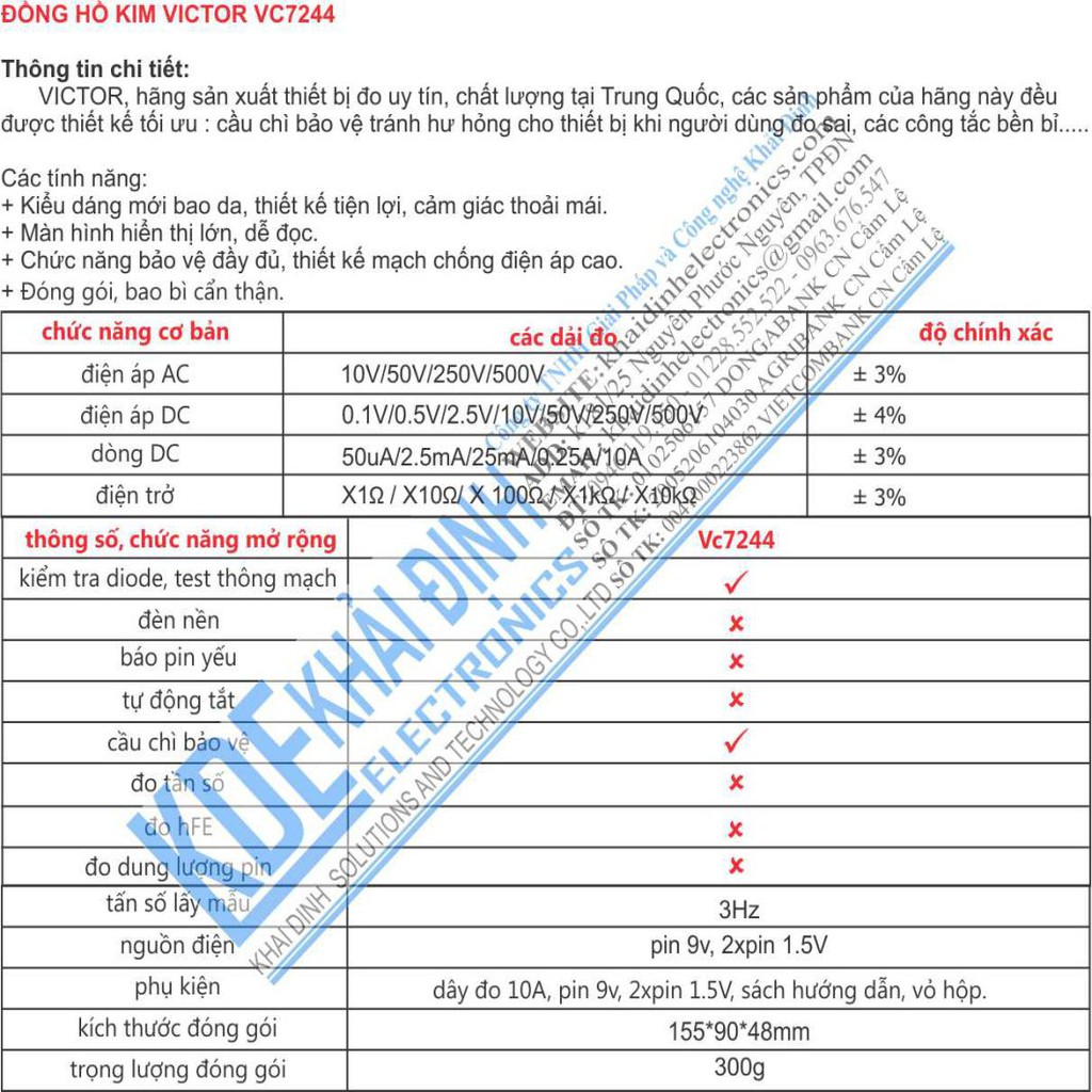 ĐỒNG HỒ VẠN NĂNG KIM VICTOR VC7244 KDE1257
