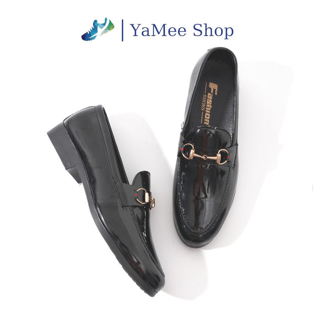 Giày Tây nam da bóng, kiểu dáng công sở, khóa vàng cao cấp- giày moca