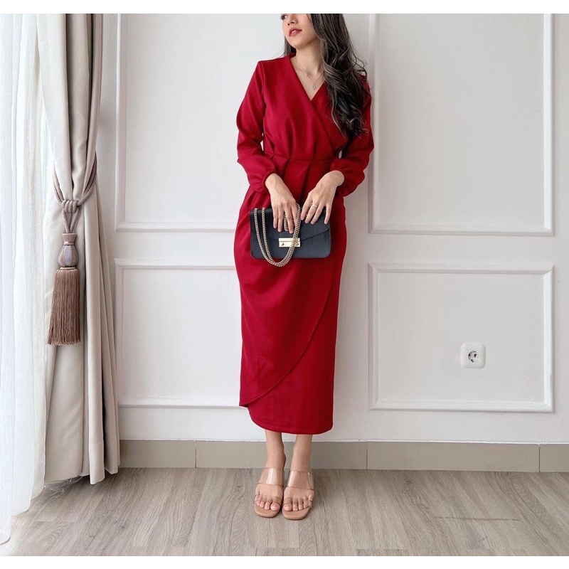 Đầm MAXI Dài Đến Đầu Gối Kiểu Hàn Quốc Nhập Khẩu Cao Cấp Thân Thiện Với Môi Trường Trang Trọng Cho Nữ