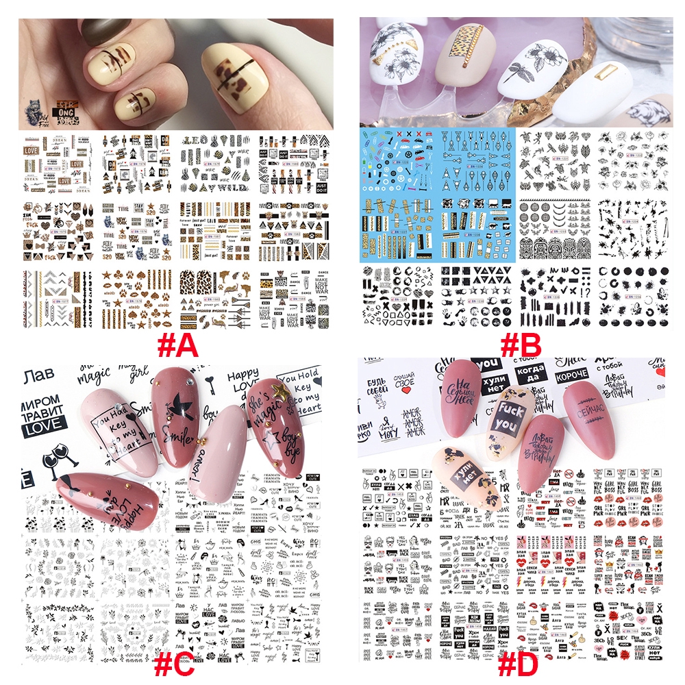 Miếng Dán Móng Nước Phong Cách Cổ Điển 4 Loại Thiết Kế Tùy Chọn