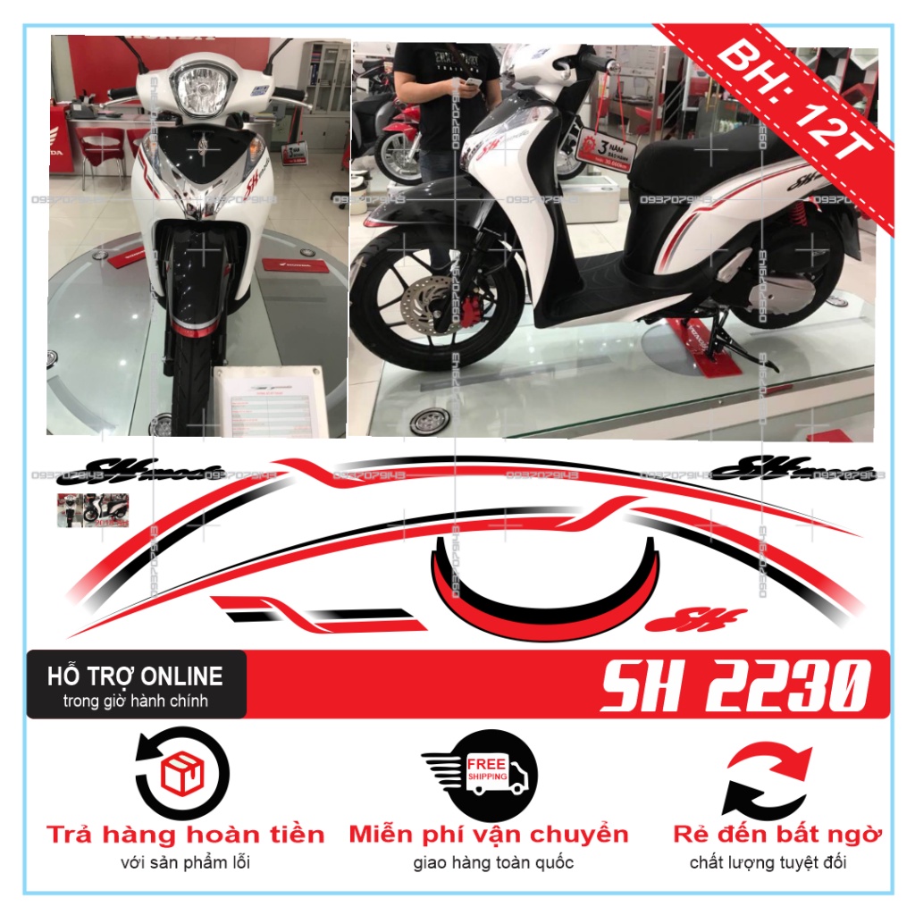 TEM XE SH MODE MẪU ZIN CHỈ ĐỎ ĐEN -- SHIN DECAL 2