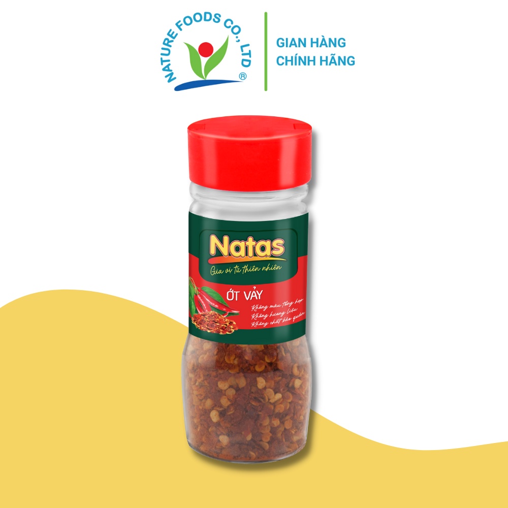 Ớt vảy nguyên chất - Bột gia vị khô Natas nấu ăn chế biến thực phẩm Hũ 50g