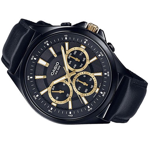 Đồng hồ nam Casio MTP-E303BL-1A2VDF Dây Da Màu Đen - Mặt 6 Kim Cá Tính