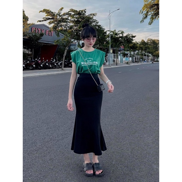 Chân váy dài loe thun borip cao cấp Nhà Nỳ