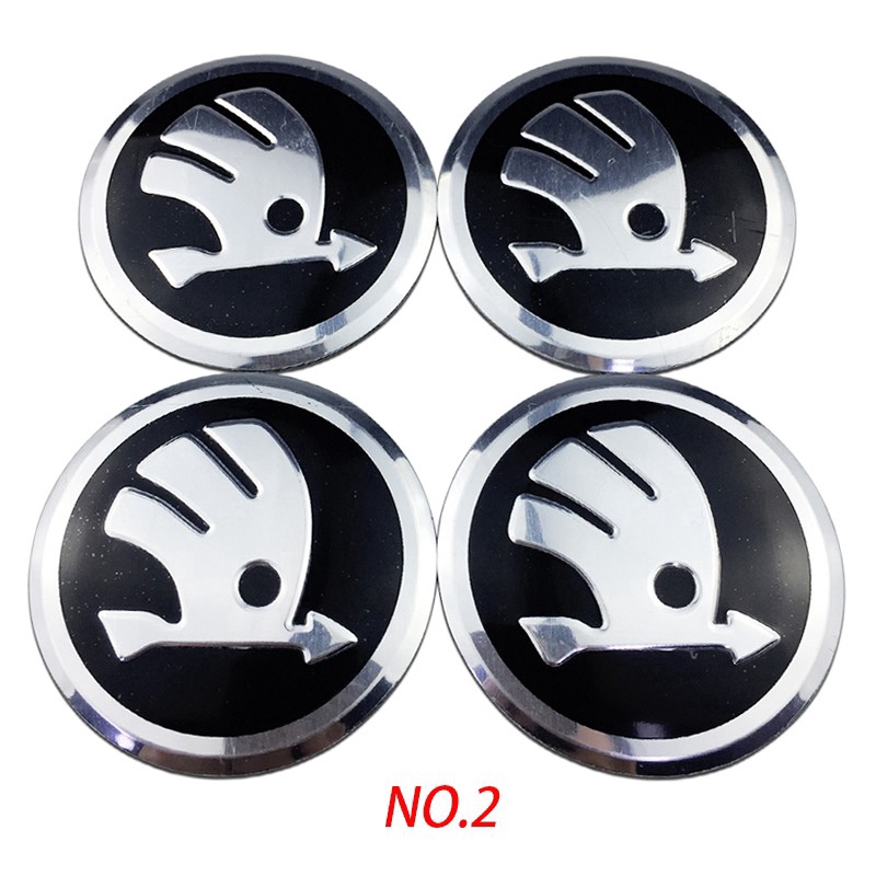 Set 4 Miếng Dán Trang Trí Trục Bánh Xe Ô Tô 56mm Skoda