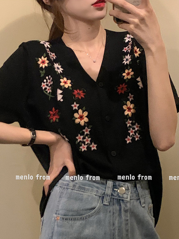 Áo Len Tay Ngắn Dáng Rộng Phong Cách Hàn Quốc N240