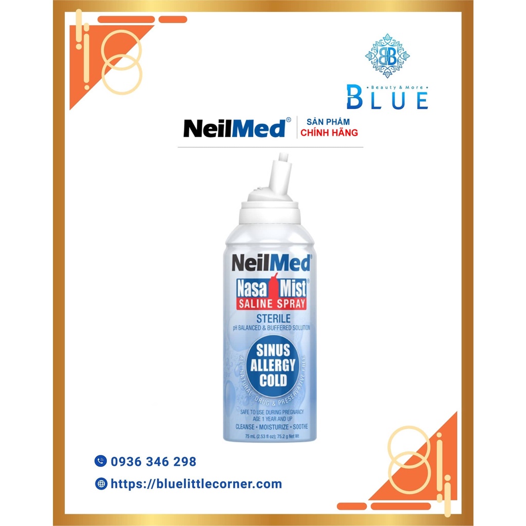 Bộ sản phẩm nước muối rửa mũi (nước muối sinh lý) Neilmed Sinus Rinse 250 gói