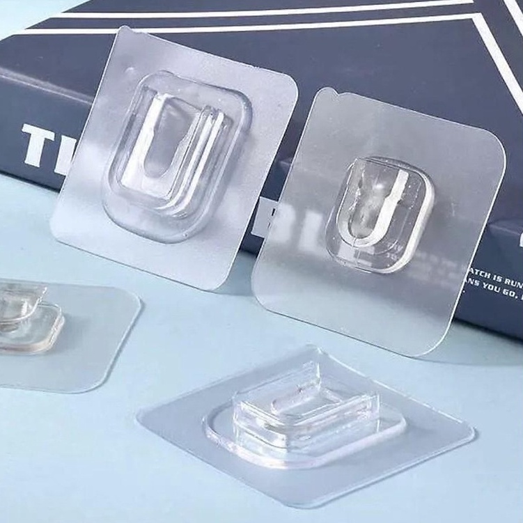 Miếng dán treo đồ đa năng, DẠNG GÀI, dán tường, Miếng Dán Kệ Nhà Tắm Siêu Bám Dính, Chắc Chắn, BẢN LỚN 6x6cm