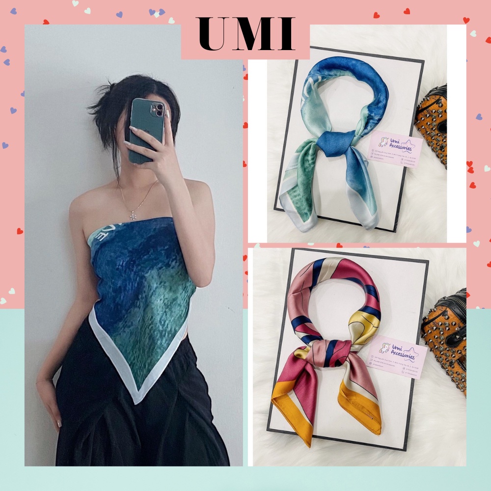 Khăn Bandana Khăn Lụa Choàng Cổ Đa Năng Thanh Lịch Cho Nữ UMI K31