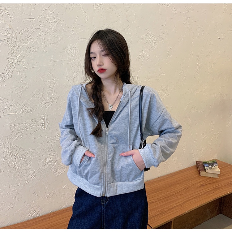 Áo Khoác Cardigan Dáng Ngắn Có Mũ Trùm Thời Trang Mùa Thu Cho Nữ
