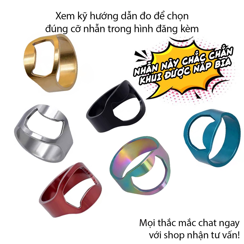 Nhẫn khui bia mở nắp nam nữ unisex trung tính titan thép mạ kim loại không gỉ