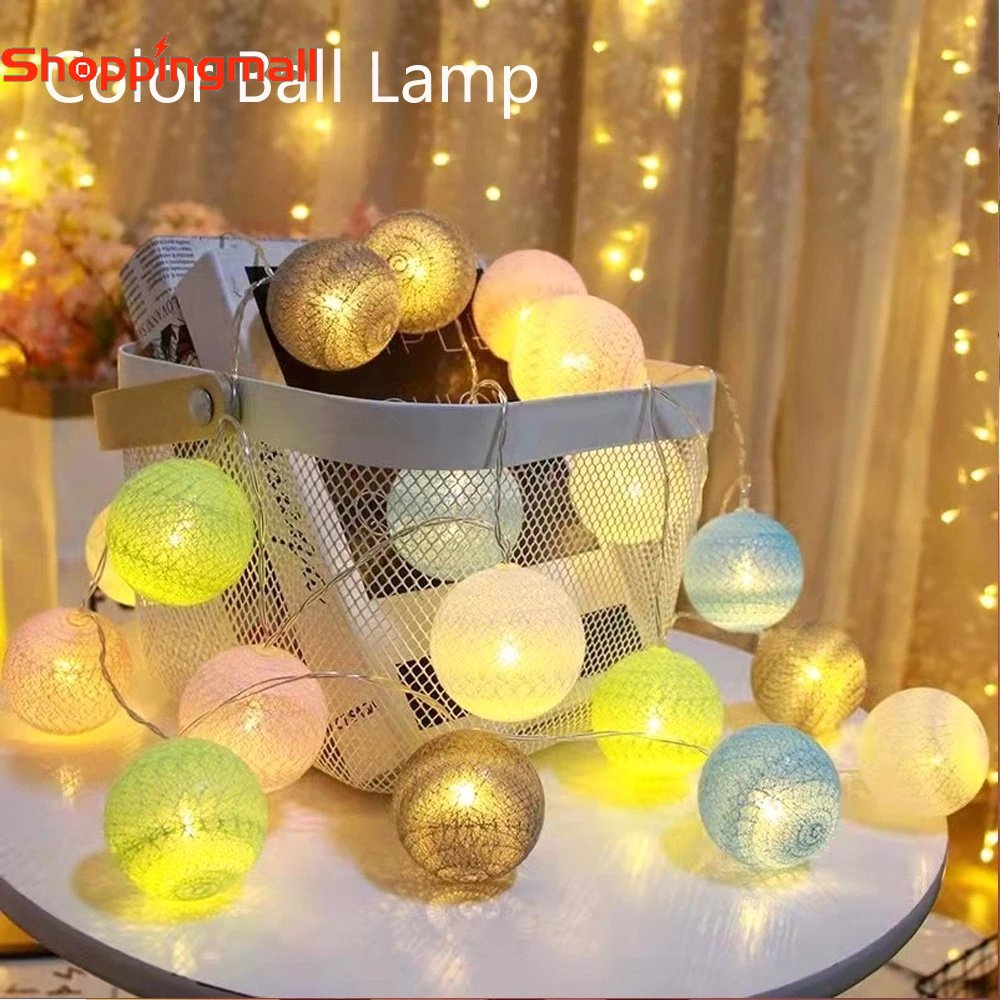 Dây Đèn LED 20 Bóng Hình Banh Cotton Trang Trí Giáng Sinh