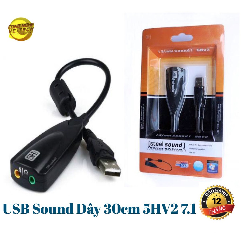 USB Sound Dây Dài 30cm 5HV2 7.1 (Không cần cài đặt)