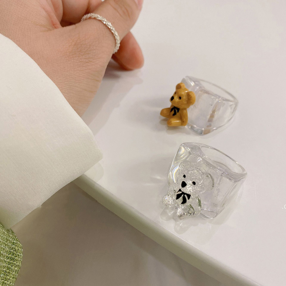 Nhẫn Đeo Tay Kim Loại Tạo Hình Gấu Dễ Thương Cho Nữ