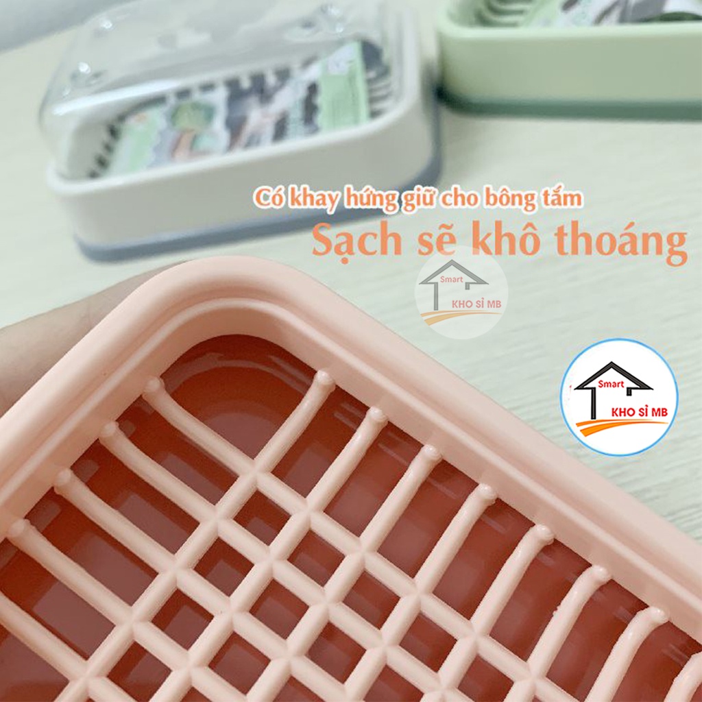 Hộp đựng xà phòng, xà bông tắm có nắp đậy, bình đựng xà phòng có khay hứng nướcViệt Nhật kho sỉ mb
