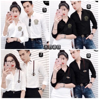 Siêu hot-Combo 2 áo sơ mi nam nữ chất vải lụa mềm mịn