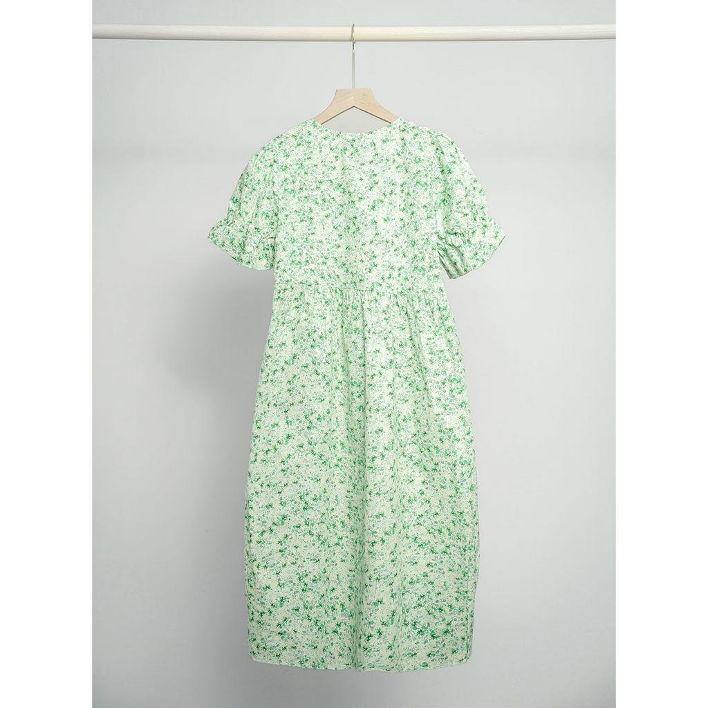 Đầm Bầu Hè Babydoll Hàn Quốc Dáng Dài Họa Tiết Hoa Nhí Mềm Mát Fullsize 40-85kg