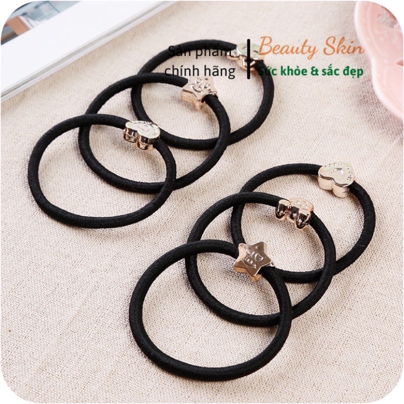 Dây Thun Cột Tóc Đính Hạt Vàng Kim Co Giãn Cao Đơn Giản Dễ Thương Phong Cách Hàn Quốc