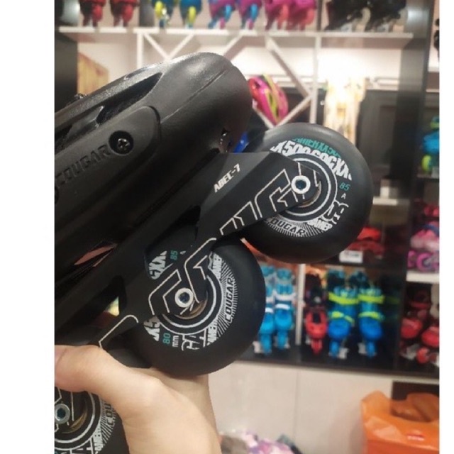 Giày patin Cougar B509 màu đen cao cấp, chạy đường, thi đấu