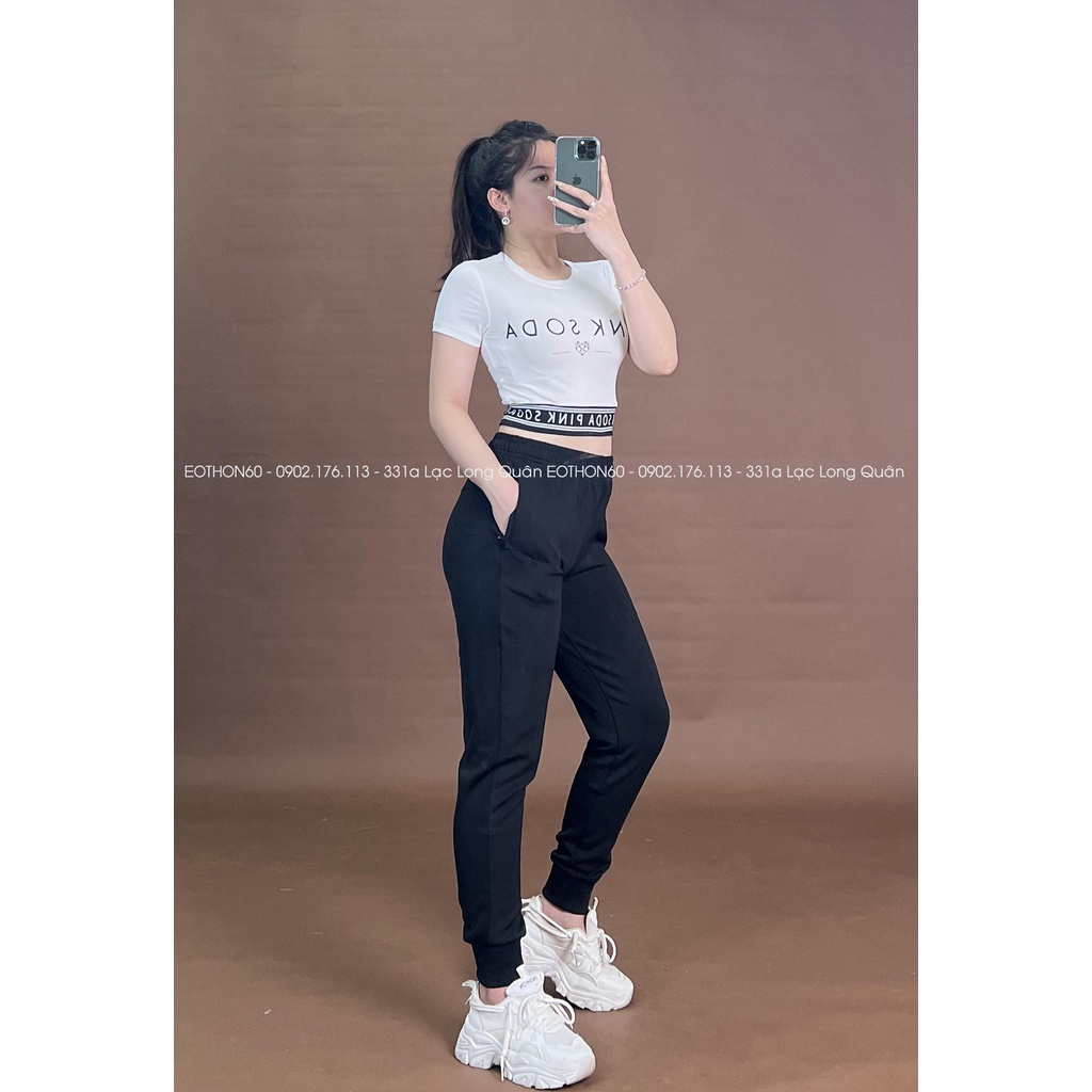 Áo crop pink soda ,jogger puma  Eothon60