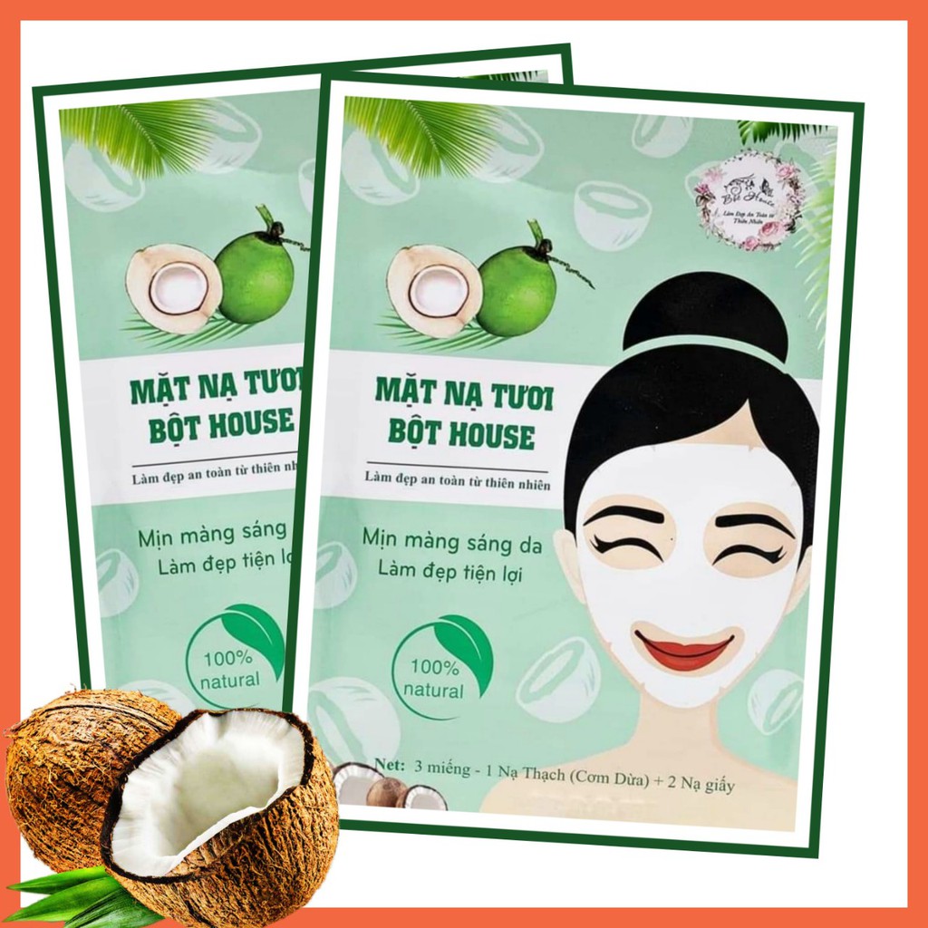 (FACE )MẶT NẠ DỪA TƯƠI  HANDMADE NHÀ BỘT GIÚP DA TRẮNG MỊN ,CĂNG BÓNG