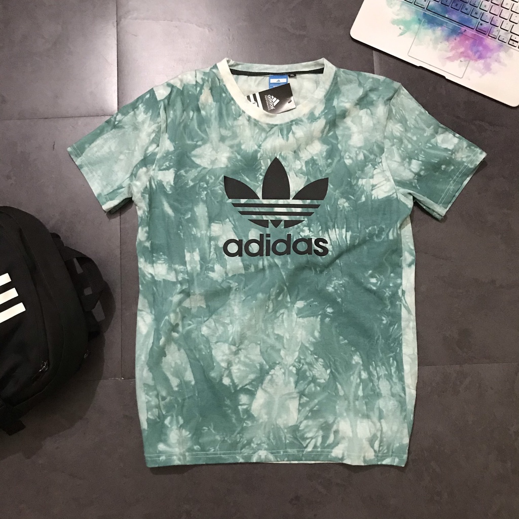 Áo Thun Nam Nữ, Áo Thun Loang Thời Trang Phối Hoạ Tiết Logo, Chất Cotton 100%