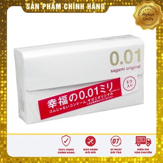 [Che Tên Khi Giao] Bao Cao Su Siêu Mỏng Sagami 0.01 Hộp 5 Chiếc, Mỏng Nhất Thế Giới Hiện Tại - Chính Hãng Lovsehop.vn