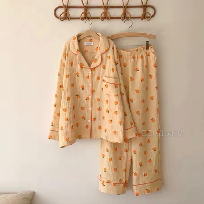 Bộ đồ ngủ dài tay chất liệu Kate Thái mặc thoải mái, bộ pyjama họa tiết xinh xắn - CD0099