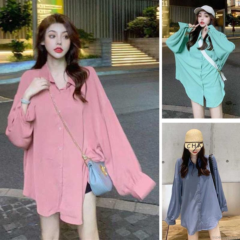 Áo Sơ Mi Nữ Dài Tay Cổ Bẻ Thời Trang Hàn
