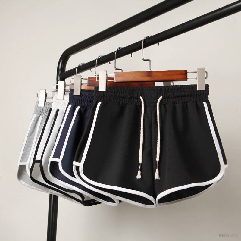 Quần short thể thao ống rộng viền màu tương phản phong cách Hàn Quốc thời trang cho nữ