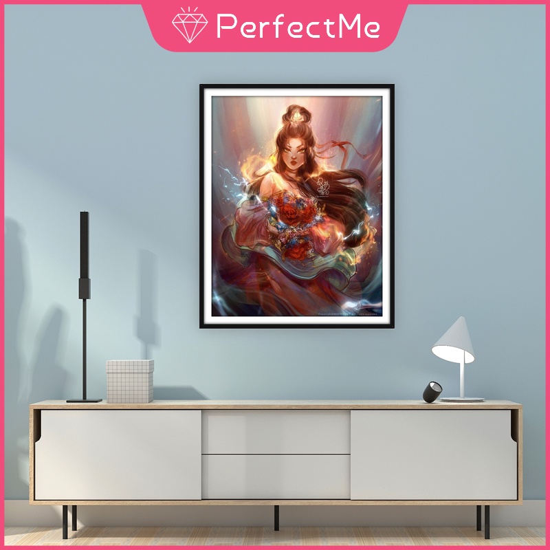 Bộ tranh đính đá 5D họa tiết hoạt hình cô gái độc đáo kích thước 30x40cm DIY dùng trang trí nhà cửa