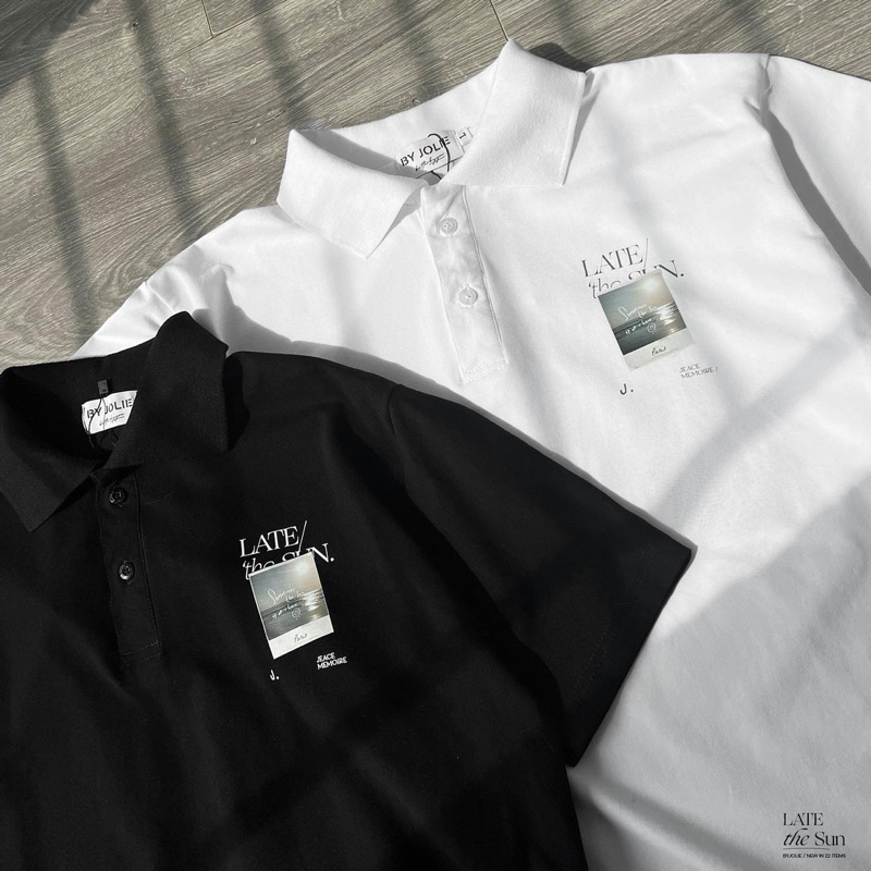 Polo cotton unisex Late The Sun form suông thoáng mát