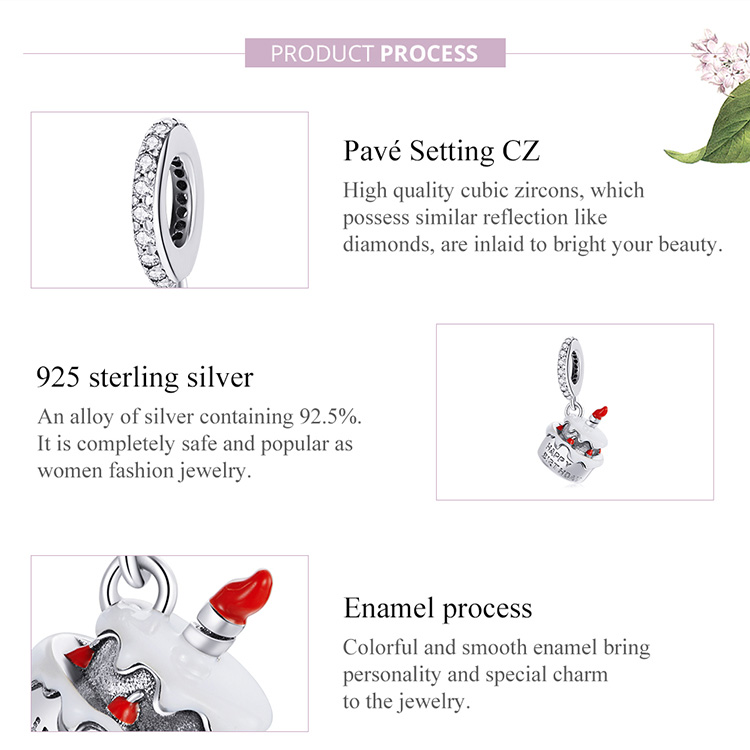 Hạt Xỏ Vòng Tay Bamoer SCC1848 Bằng Bạc 925 Thiết Kế Hình Bánh Sinh Nhật Đáng Yêu Thời Trang DIY