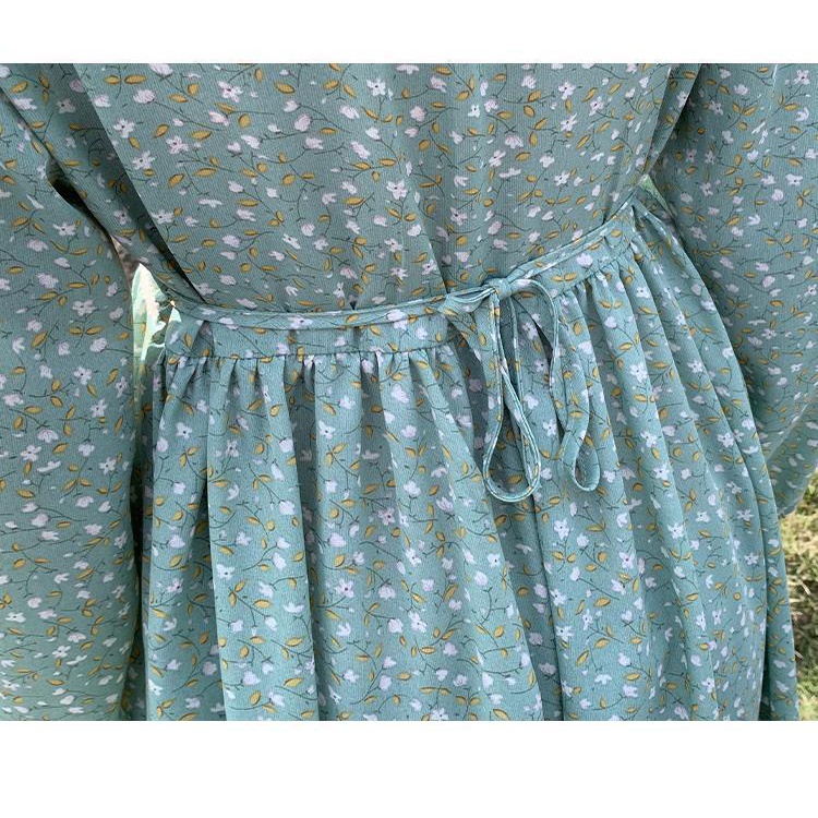 Đầm chữ A tay dài màu xanh lá thời trang thanh lịch cho nữ