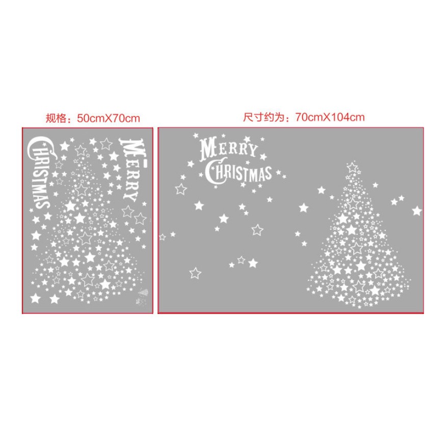 Decal Trang Trí Noel Hít Tĩnh Điện Hai Mặt Không Dơ Kính Mẫu Cây Thông Sao trắng