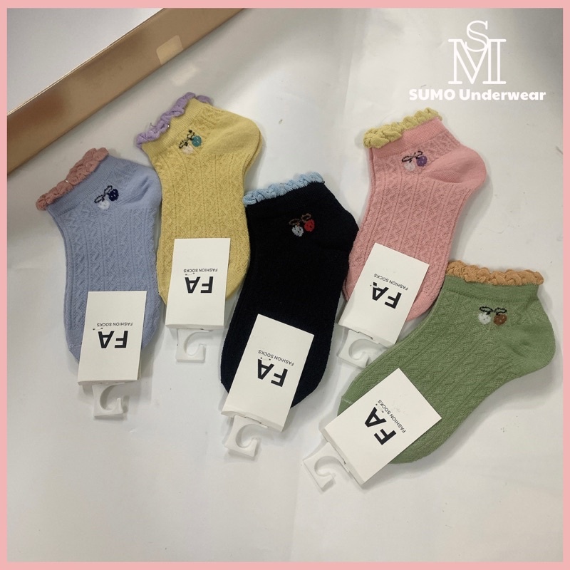 (Sét 5 đôi) Tất ngắn cổ nhún/viền cho bé 1-10 tuổi, chất len gân siêu mịn lì dệt kim siêu đẹp. Kèm ảnh thật