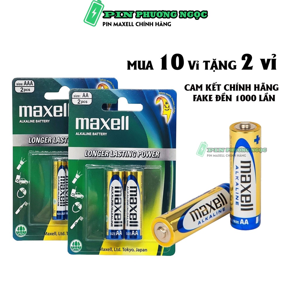 Pin AA / pin AAA, pin tiểu Maxell alkaline vỉ 2 viên chính hãng