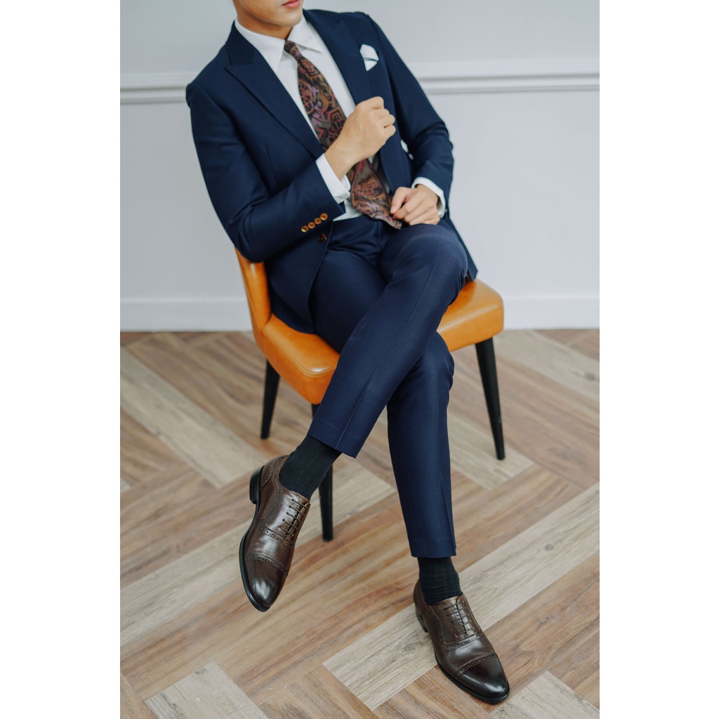 Bộ vest nam xanh than dáng 2 cúc Hàn Quốc lịch lãm-Shop Suit