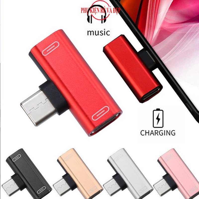 Đầu Chuyển Đổi Nghe Nhạc Từ Type C sang Type C sang Xạc Type C - Bộ Chia Cổng USB-C 2 cho HUAWIE và XIAOMI