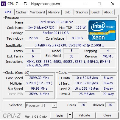 Bộ PC E5 2670 V2 chạy máy ảo VMWARE