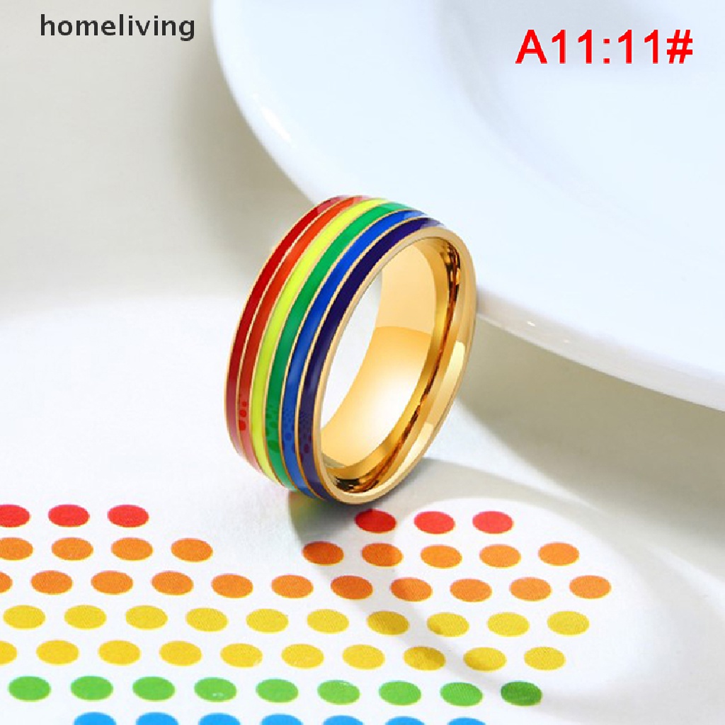 Nhẫn Cầu Vồng LGBT Bằng Thép Không Gỉ