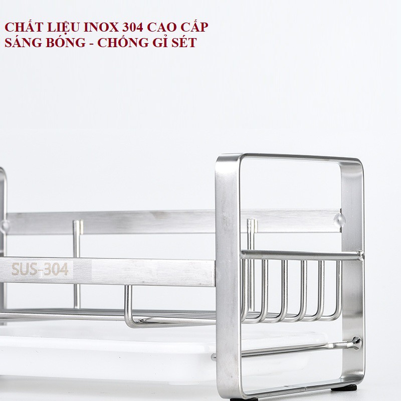 Kệ Để Dụng Cụ Rửa Chén Bát Inox 304 Để Bàn có Khay Hứng Nước - Khay Để Giẻ Rửa Bát Latimax KRC1